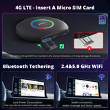 ATOTO CB6 Kabelloser CarPlay-Adapter, Android 13 AI Box, kabelloses Android Auto, 4G LTE, 5G WLAN, Netflix/YouTube, GPS, Dual-Bluetooth, 8+128G, SIM/TF