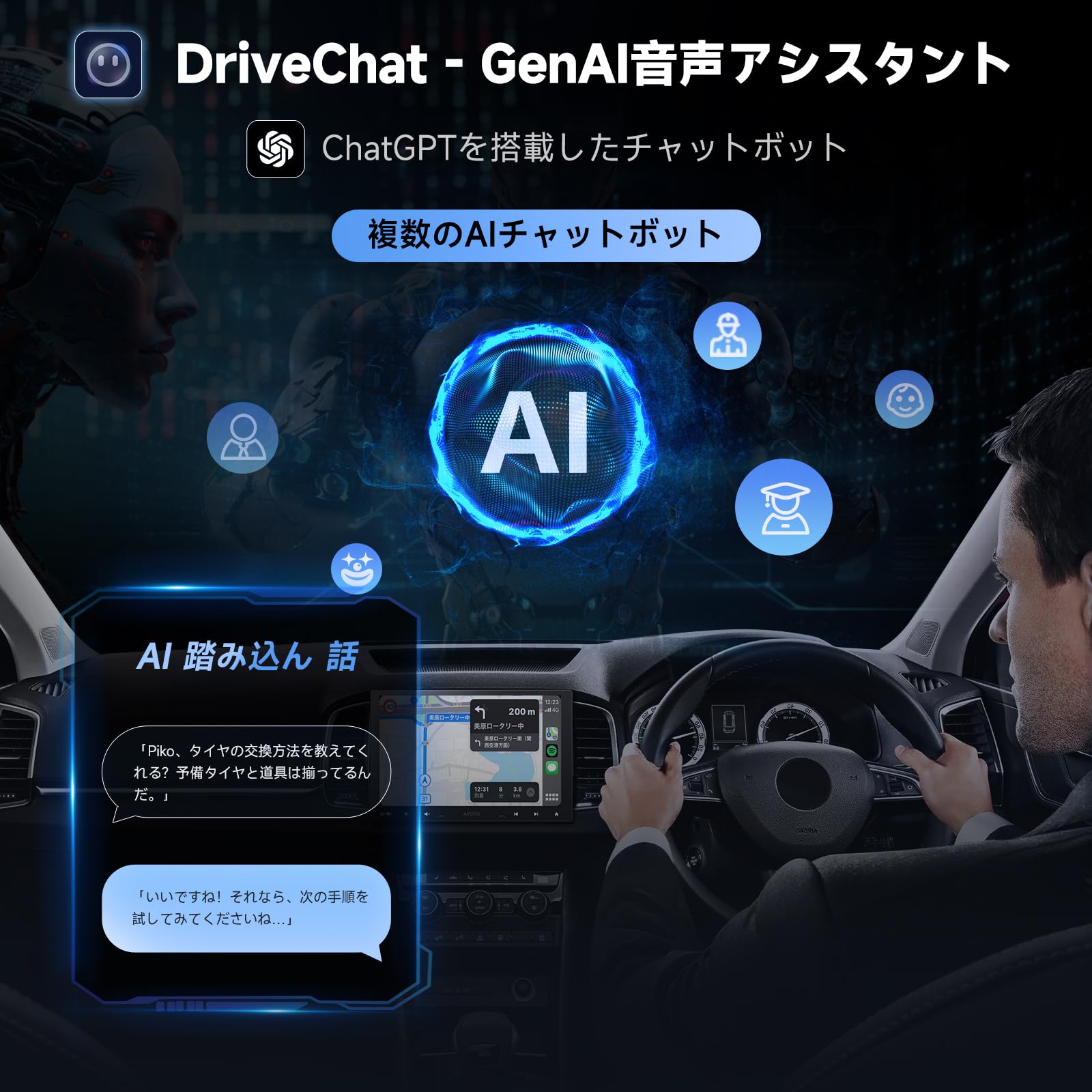 ATOTO A5L 10インチ 1Din/2Din ディスプレイオーディオ バック
