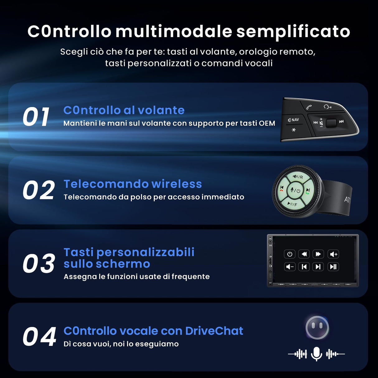 ATOTOZONE X10G2A7E Pulsante Android Da 7 Pollici Con Navigazione Integrata,8+128G Stereo Auto Double DIN, ChatGPT AI, 4G LTE, CarPlay & Android Auto Senza Fili, Doppio Telefono & Bluetooth