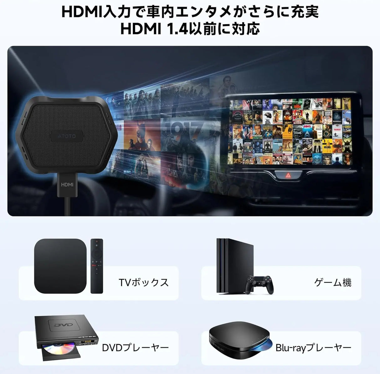ATOTO AD1 ワイヤレスCarPlayボックス HDMI入力対応 2in1ドングル