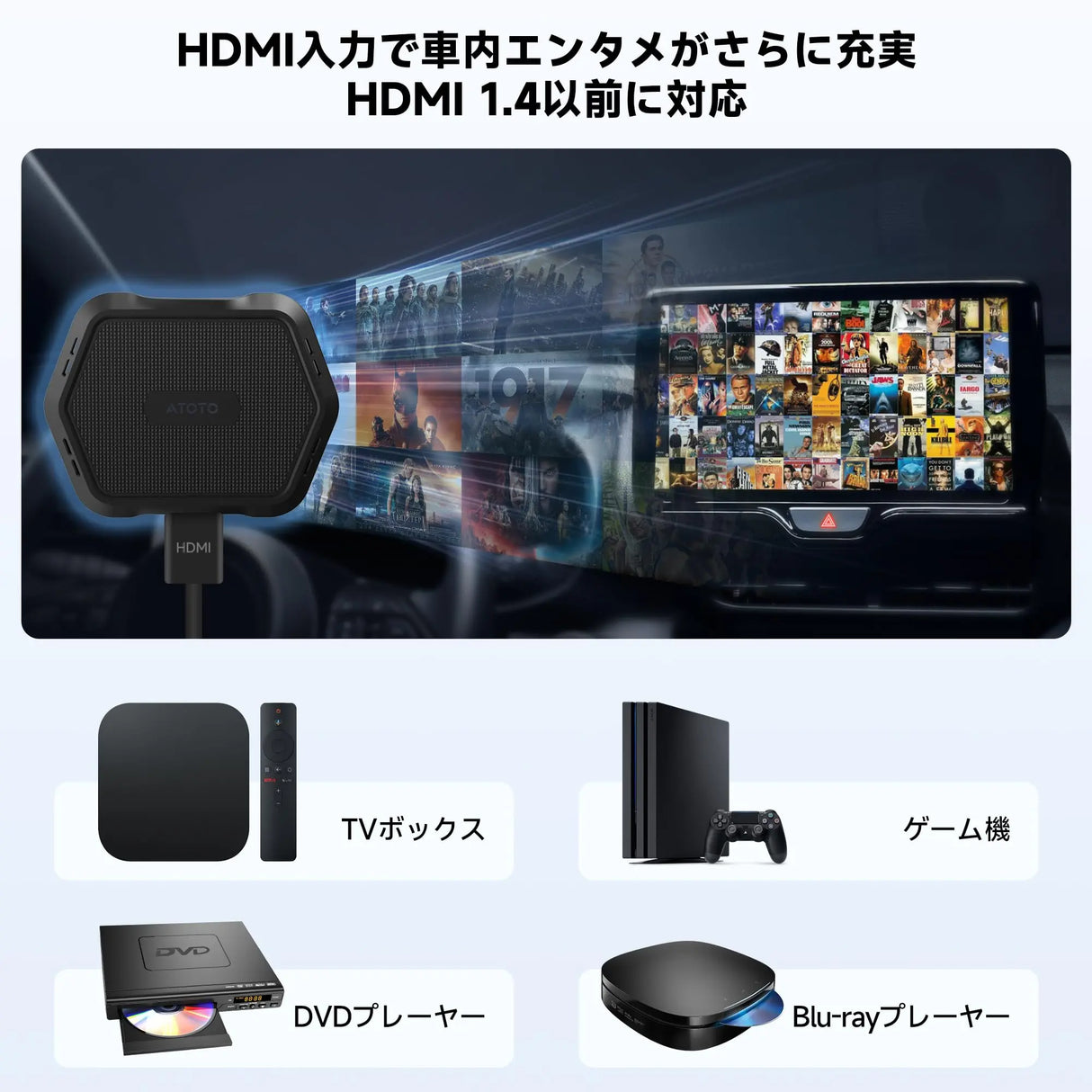 ATOTO AD1 ワイヤレスCarPlayボックス HDMI入力対応 2in1ドングル