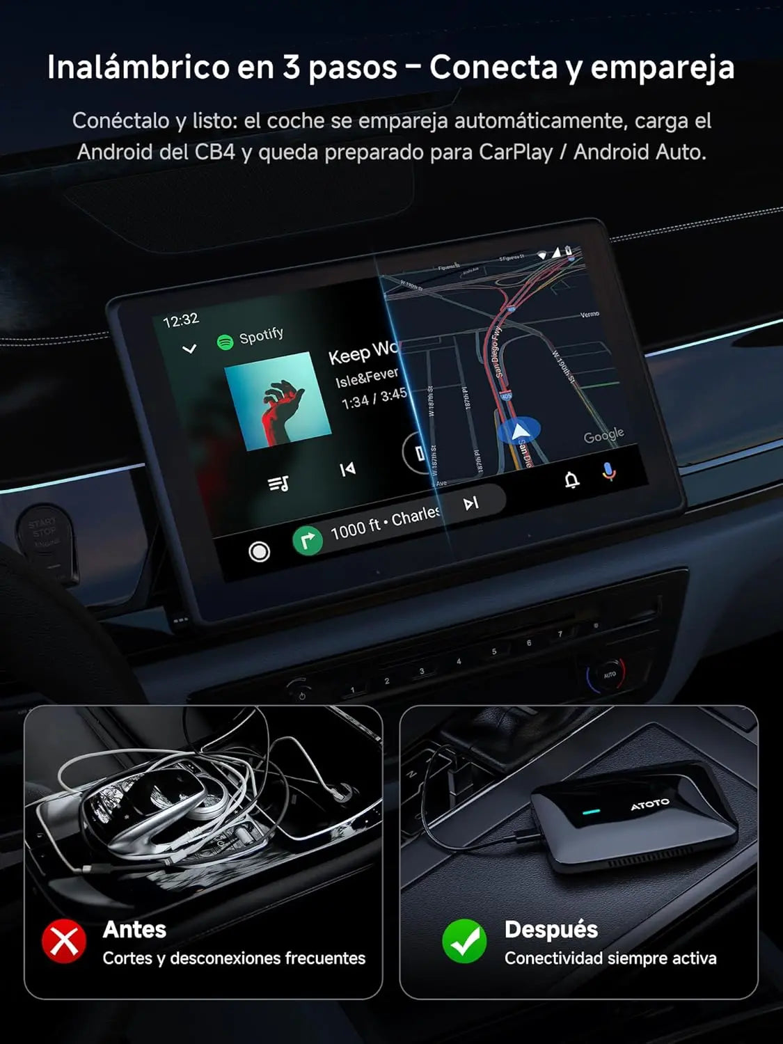 CB4A Adaptador inalámbrico CarPlay, 2 GB + 16 GB Magic Box