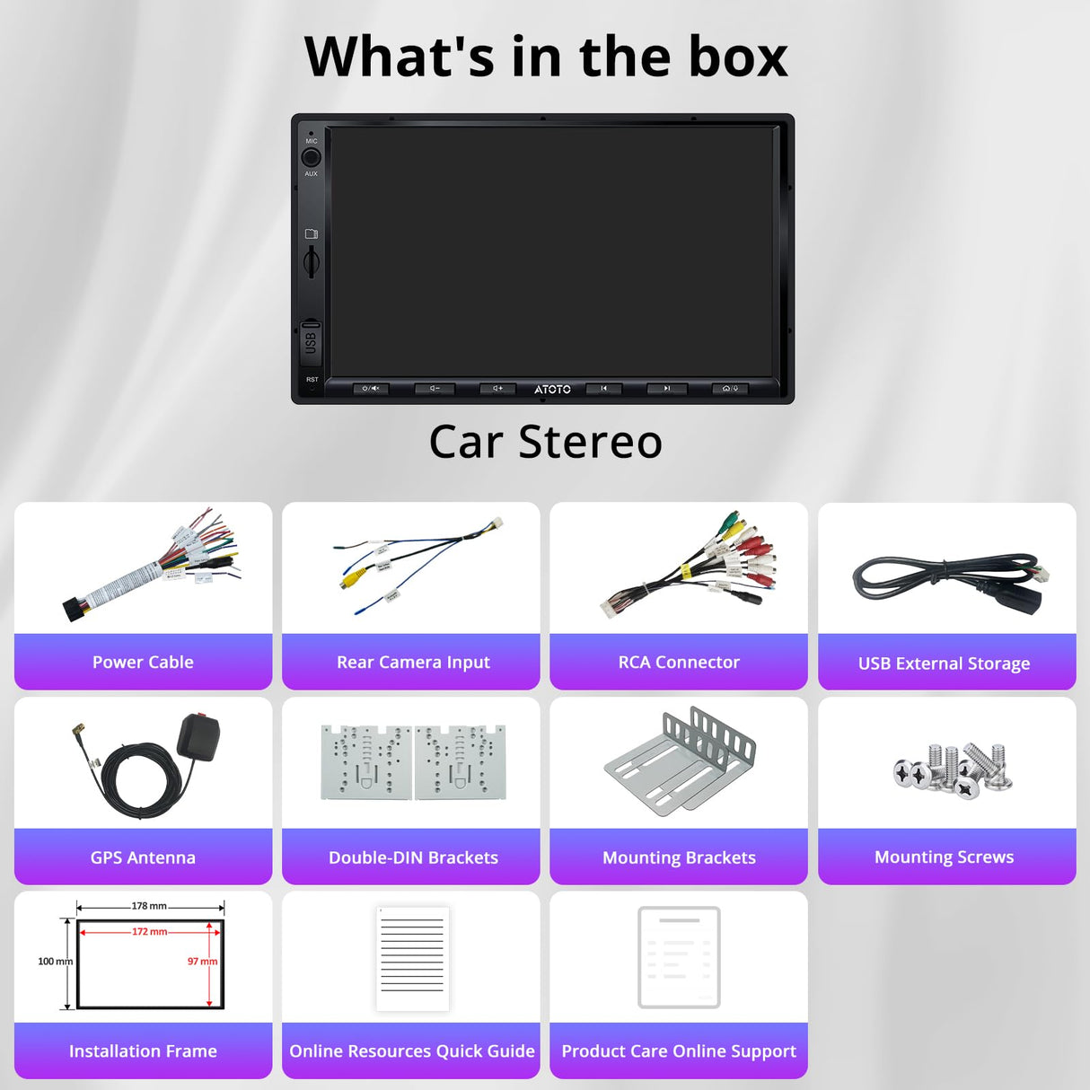 ATOTO A5LG2A7T 7" Android Double DIN Car Stereo, Wireless CarPlay&Android Auto, Wi-Fi/BT/USB Tethering, Bluetooth, 24B-EQ DSP, SCVC, GPS Tracking, MirrorLink, FM/AM/TF, 2G+32G