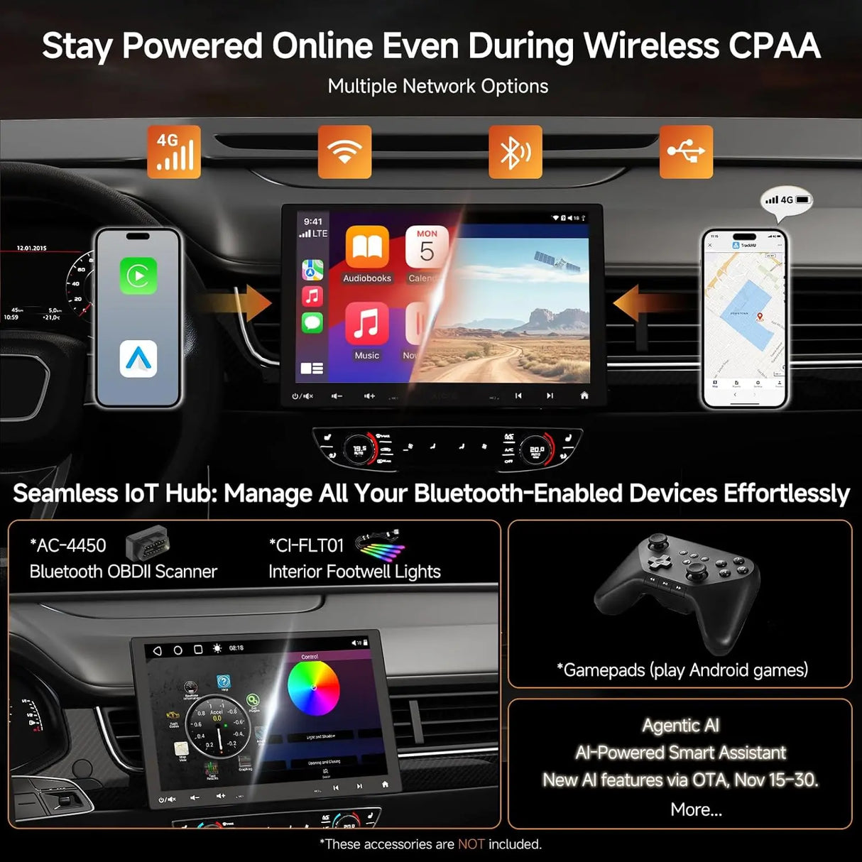 ATOTO S8G2A78UL 7" Double Din Car Stereo, Android Navigation, Wireless CarPlay & Android Auto, Dual Bluetooth with aptX HD, 4G Cellular Modem, 4GB+64GB, Gesture Control, VSV & LRV