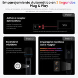 ATOTO AC-MICW2 Kit de Micrófonos Inalámbricos – 2 Micrófonos de Mano Recargables con Receptor, Baja Latencia, Alcance 15 m, 6h Duración, Compatible con Autorradios Serie V10 para Karaoke