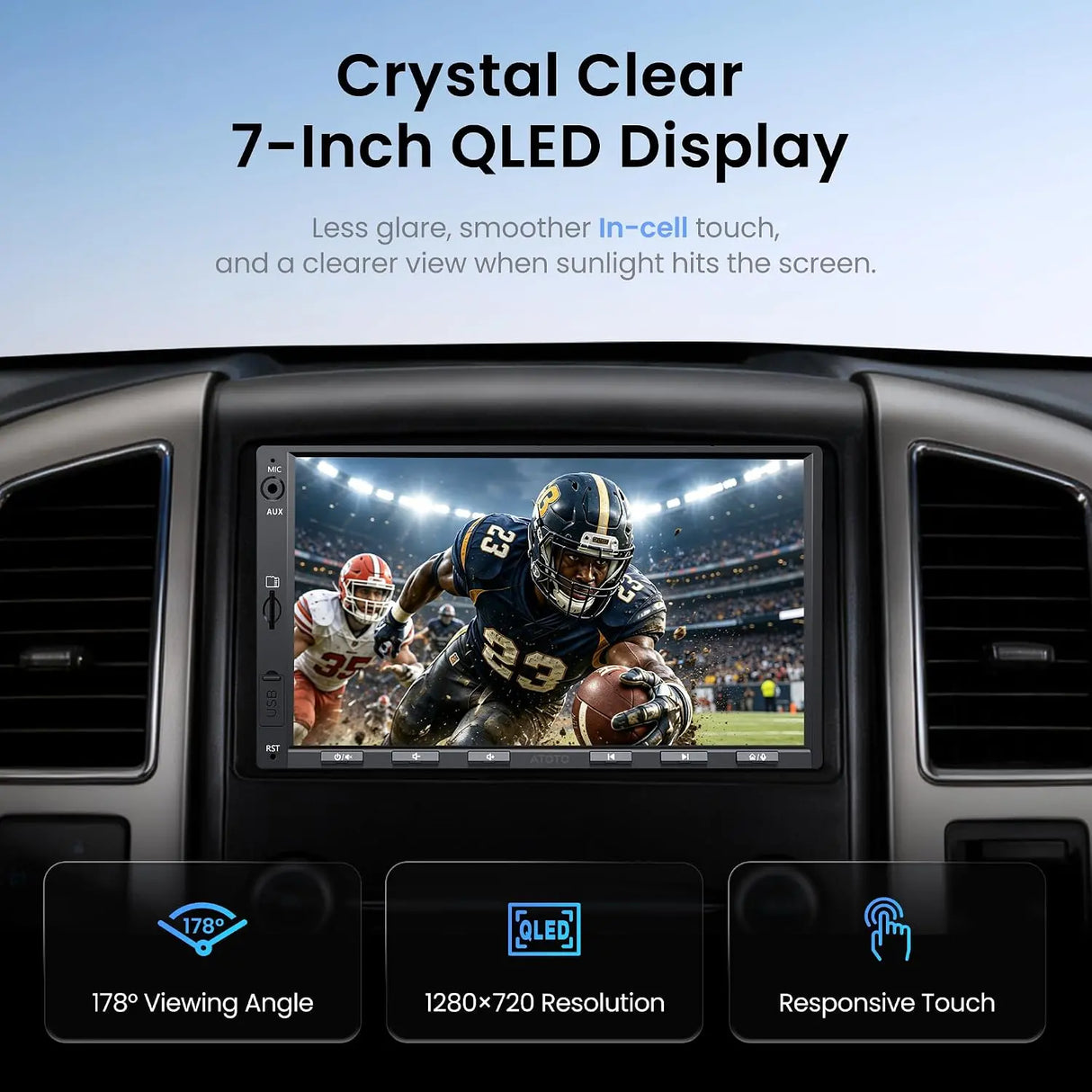 [Upgrade] ATOTO F7G2A7WE-S01 7" Double Din Car Stereo with HD LRV Camera, Wireless CarPlay, Wireless Android Auto, Touchscreen, Bluetooth, Phone Mirroring, USB Video & Audio