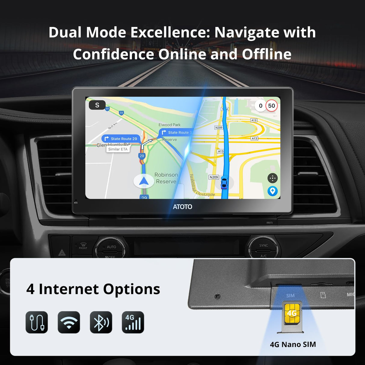 ATOTO P9 9" Portable Touchscreen Car Stereo with Bluetooth Wi-Fi, MirrorLink, Multimedia Audio Player with GPS Tracking
