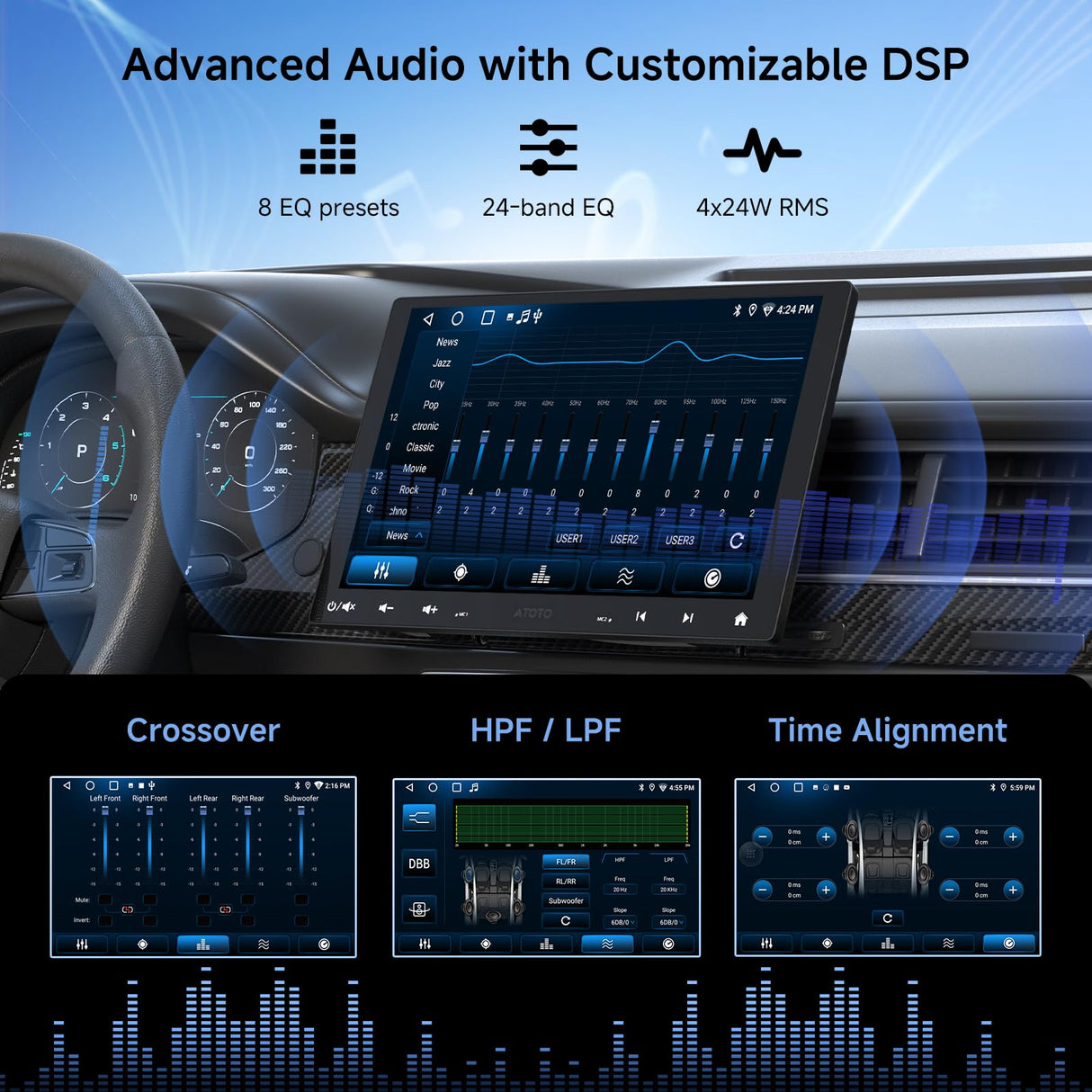 ATOTO A5LG110T 10" Double Din & Single Din Head Unit with Floating Display, Wireless CarPlay & Android Auto, WiFi/USB Bluetooth Tethering, MirrorLink, DSP/FM/RDS