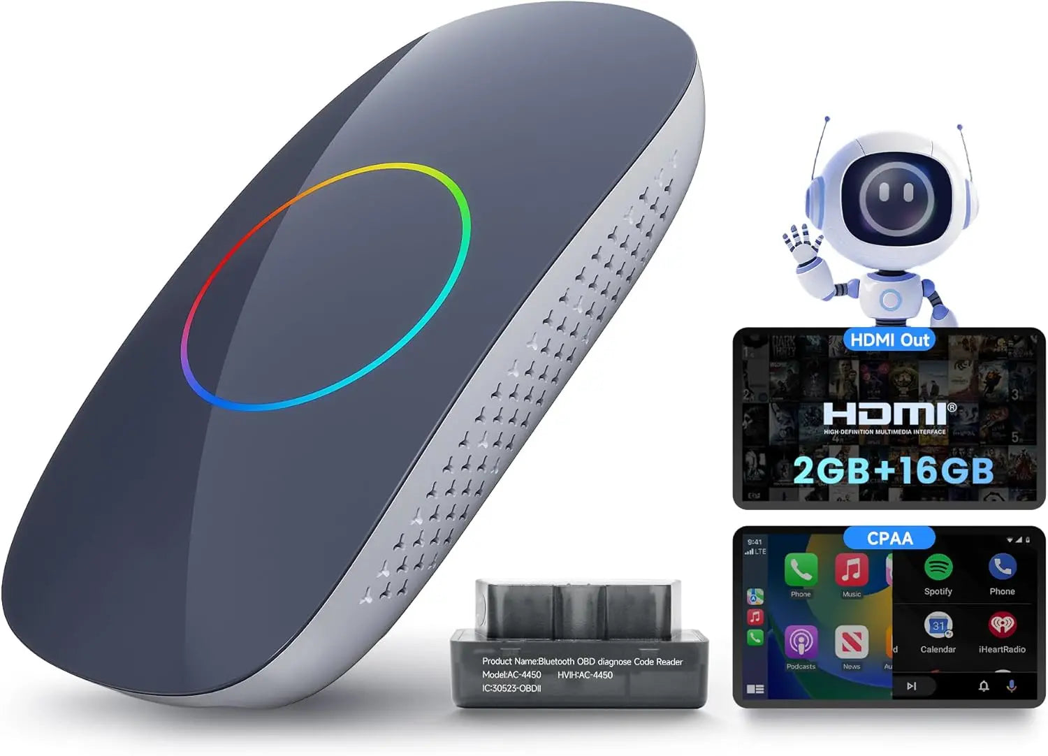 ATOTO CarWave CB4CT CarPlay AI Box, Wireless CarPlay/Android Auto