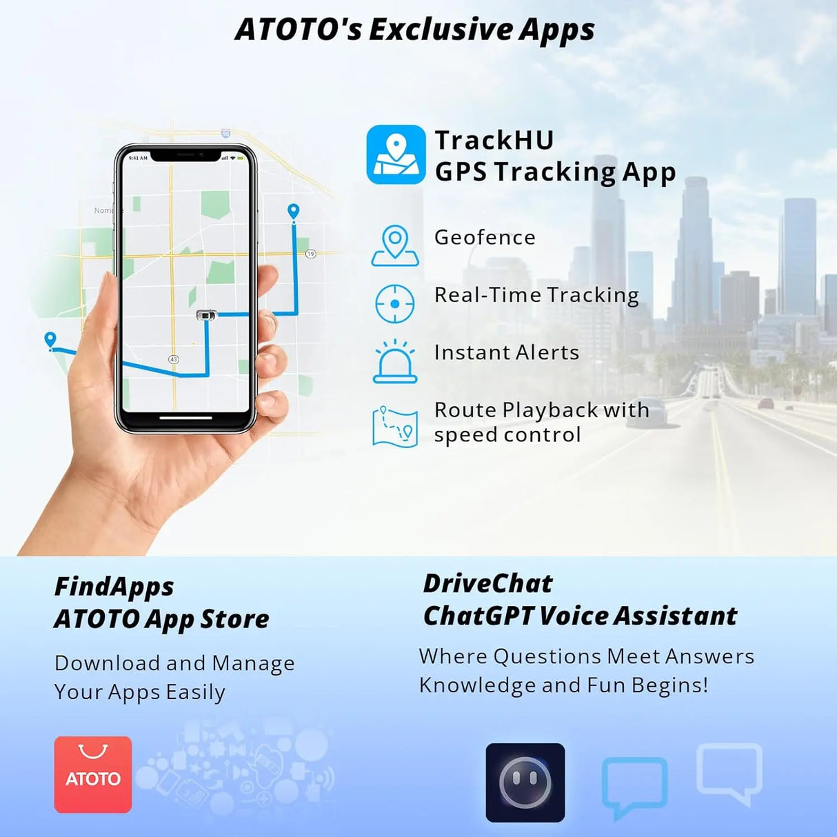 ATOTO 9" Sat Nav, QLED Touchscreen, Wireless CarPlay & Android Auto, 4+32G, 4G LTE, GPS Navigation, WiFi, Dual Bluetooth, Auto-Dimmer, Steering Wheel Control, AUX, USB & Microphone