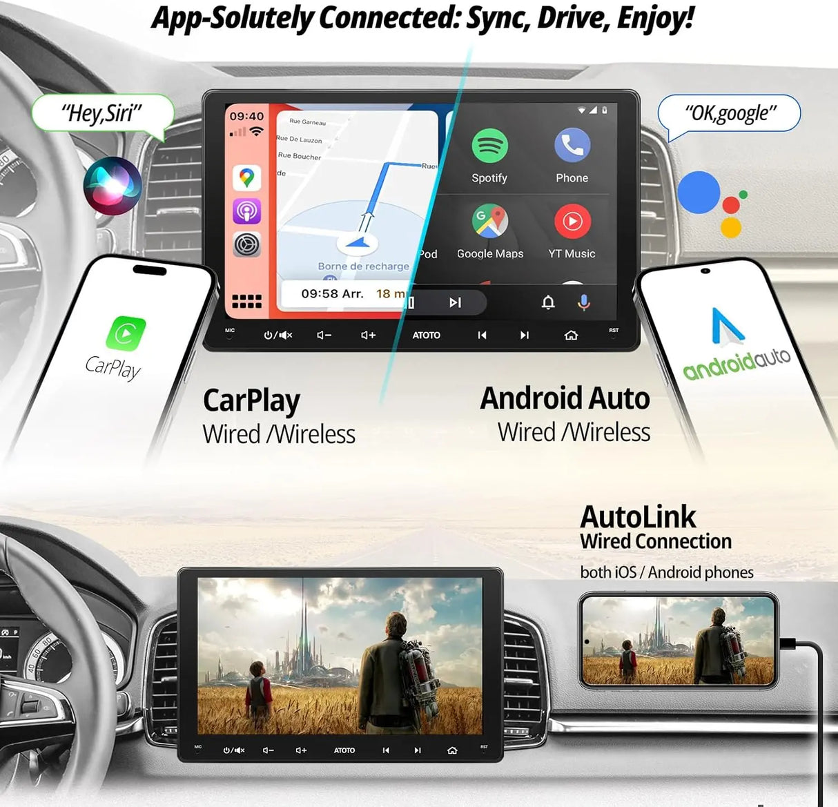 ＡＴＯＴＯ　９インチ　ディスプレイオーディオ　Ｆ７Ｇ２０９ＷＥ　ＣａｒＰｌａｙ ATOTO F7 9