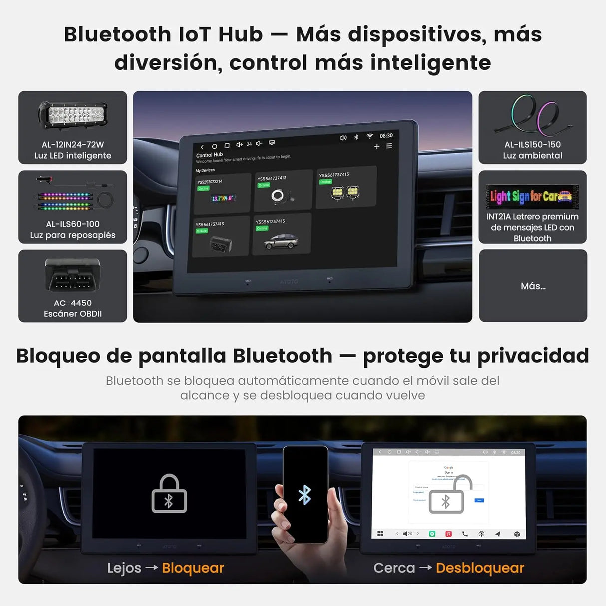 ATOTO S84G211P-S01 10.1 Pulgadas QLED Android Radio de Coche Doble DIN, CarPlay y Android Auto inalámbricos, 4G LTE, WiFi/USB-Tethering, Hi-Fi DSP con pre-Salida de 4V, con cámara de reversa, 4G+64G