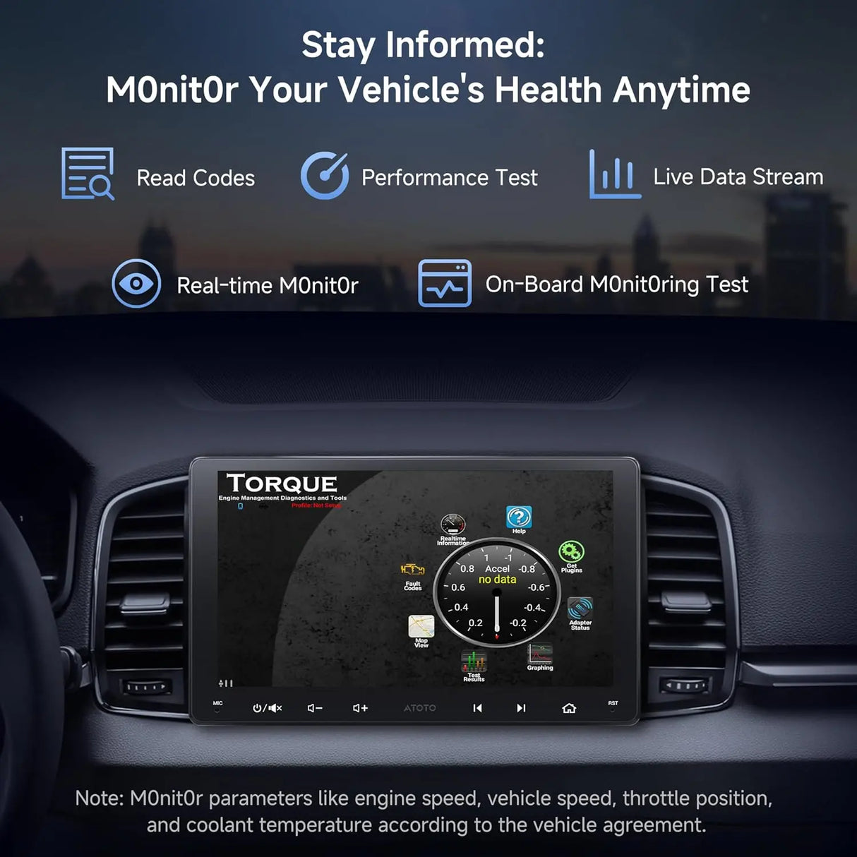 ATOTO A5LG209T 9" Double Din Android Car Stereo with OBD2 Scanner, Wireless CarPlay & Android Auto, AI Voice, 24-Band EQ DSP, WiFi/BT/USB, 2G+32G