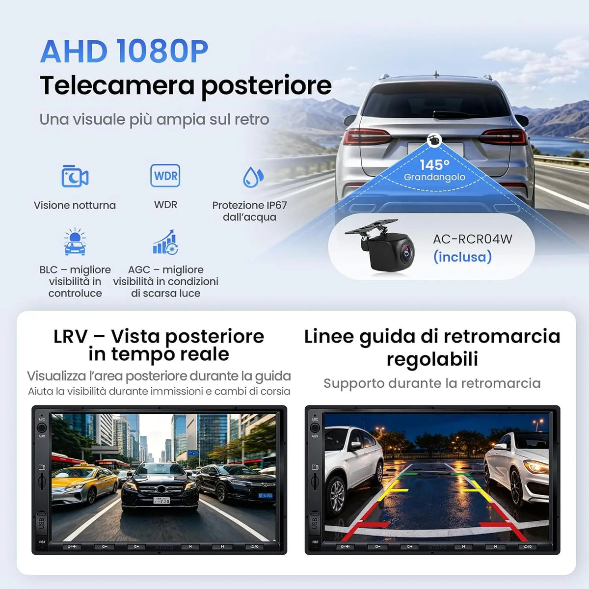 ATOTO S8L 7" Autoradio 2 DIN Android, 4G SIM, 4GB+64GB, con Retrocamera