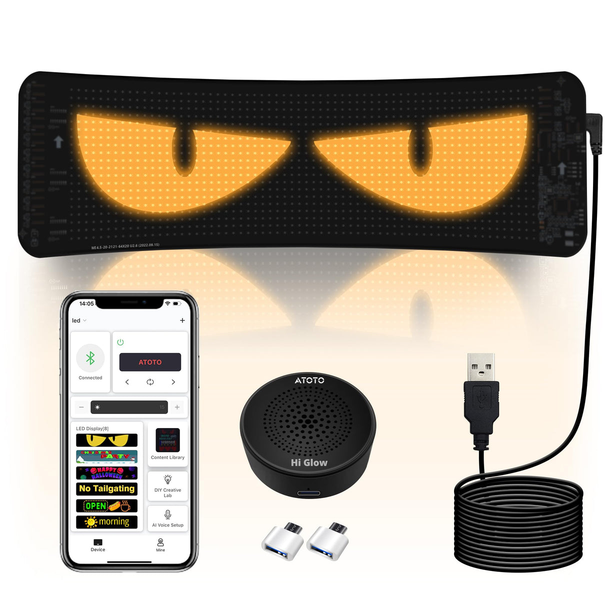 ATOTO CI-VIALD13 Scrolling Advertising LED Signs, AI Voice Control, Programmable led sign，Bluetooth APP Control，13.7" x 4"