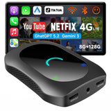 ATOTO CB7SBX カープレイ AI ボックス｜ワイヤレスCarPlay・Android Auto対応｜フルAndroid 8GB+128GB・4G LTE・カメラ/DVR対応・YouTube/Netflix再生・HDMI入出力・デュアルBT/Wi-Fi/GPS内蔵