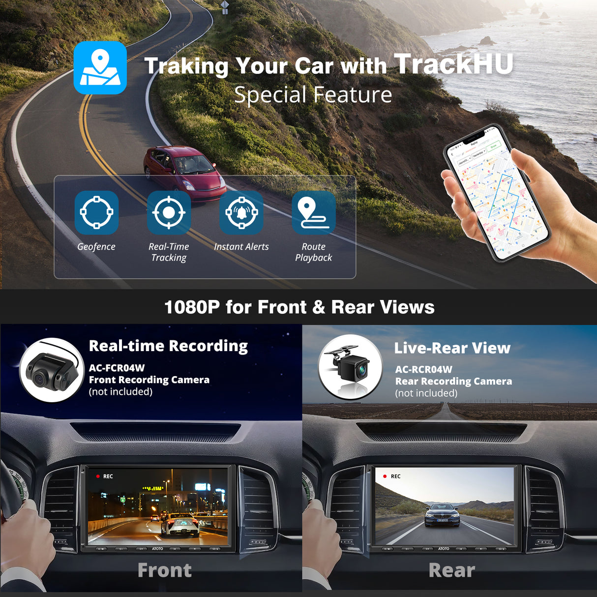 ATOTO S8G2A79UN 7" QLED Double Din Car Stereo with Wireless CarPlay & Android Auto, AI Voice Assistant, GPS Tracking, Built-in 4G LTE, LRV, 6G+128G, 4×49W Amplifier, Dual Bluetooth