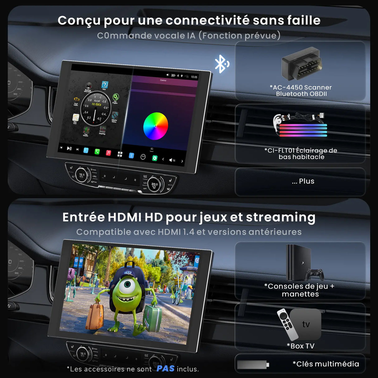 ATOTO X10G125E Android-Autoradio mit 1 DIN & Doppel DIN, Floating-Display, KI-Vision, 7.1.2 Audio, 4V RCA, HDMI-IN, 8G+128G, 4G LTE[12,5" QLED]