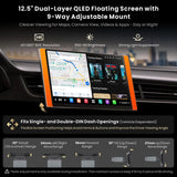 ATOTO X10G125E-R3 12.5" Bluetooth Car Radio with Dual Recording Cams, Single Din & Double Din, QLED Android Stereo 8G+128G, Floating Screen, 7.1.2CH Audio, 4G LTE, Wireless CarPlay & Android Auto