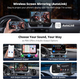 ATOTO P807SD 7" Portable Wireless Car Stereo with HD 1080P WDR Rear Camera, QLED Glare-Suppressing Touchscreen, Wireless CarPlay & Android Auto, OTA Upgrade, Remote Control & FM/AUX Output