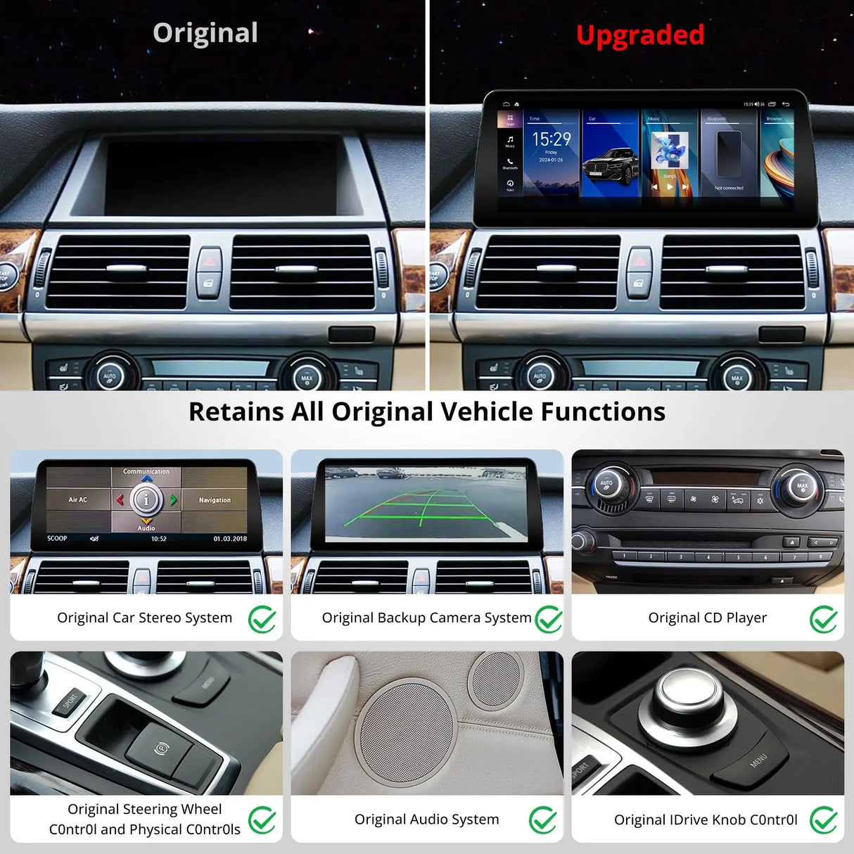 ATOTO S8BMX53L12B8PN 12,3-Zoll Touchscreen CarPlay &amp; Android Auto kompatibel mit BMW X5 (2008-2009) – Kabellos, GPS, DriveChat AI, Dual Bluetooth, 4G LTE, Originalfunktionen erhalten