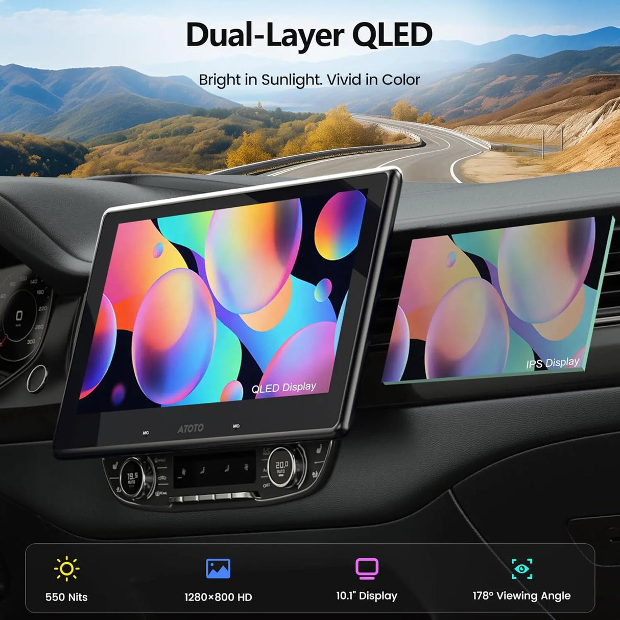 ATOTO S84G211P‑S01 10.1‑Inch QLED Double DIN Android Car Stereo – Wireless CarPlay & Android Auto, 4GB + 64GB, Hi‑Fi DSP (32‑Band EQ), Optical/Coax 4V RCA, HDMI In/Out, 4G LTE & ChatGPT AI Touchscreen Radio