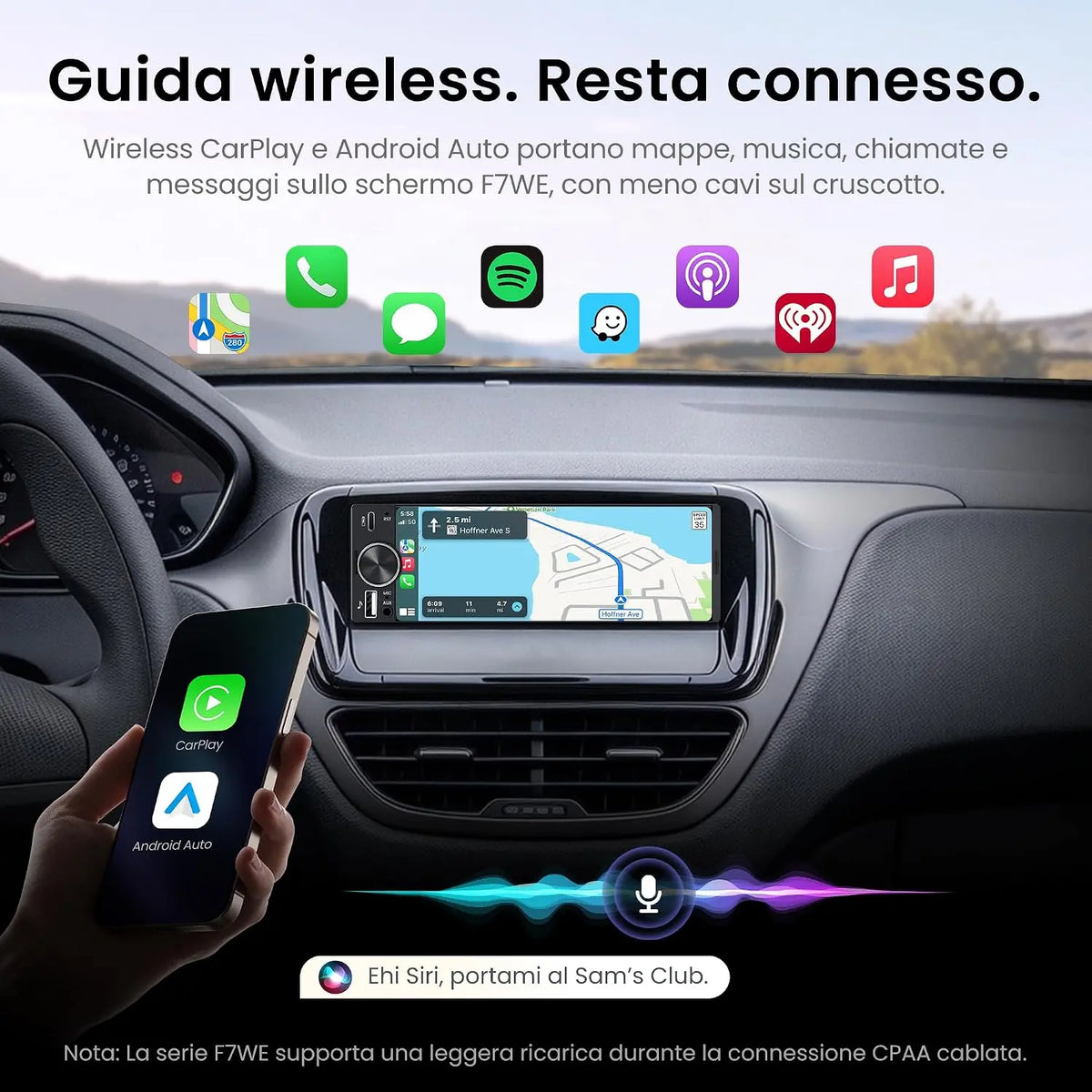 ATOTO F7G1A6WE-S01 Autoradio 1 DIN 6,28" Touchscreen, CarPlay e Android Auto Wireless, Bluetooth, Schermo Integrato, F7WE Gen2