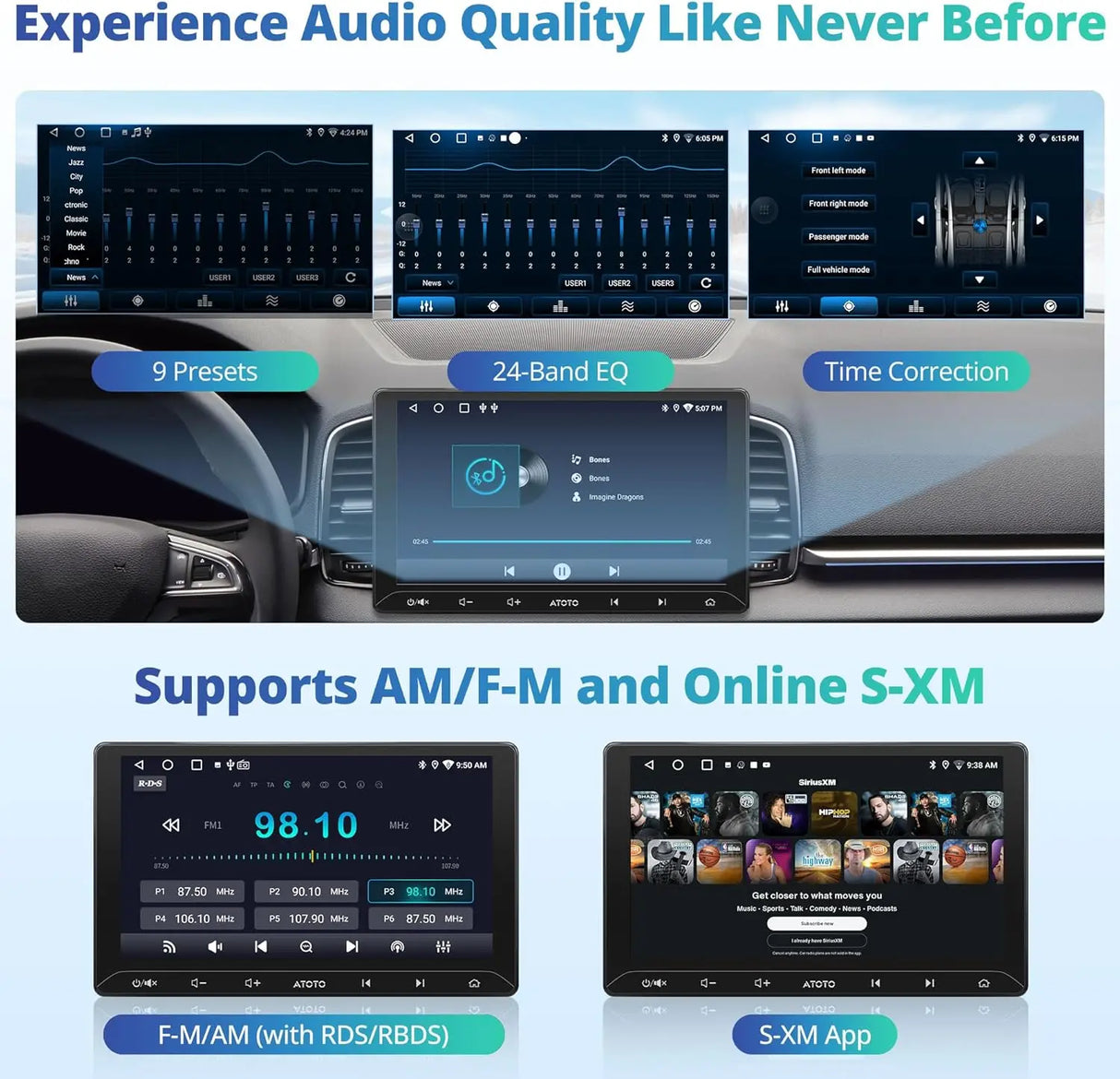 ATOTO A6G2C7PF 7" 2 DIN Autoradio – 8-Kern QLED Touchscreen, vollständig laminierter Bildschirm, Wireless Android Auto &amp; CarPlay, Bluetooth mit Mikrofon, GPS-Navigation, Sprachsteuerung