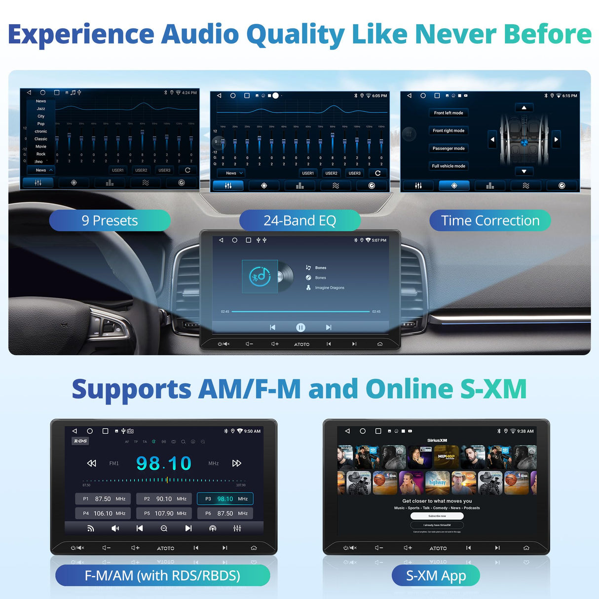 ATOTO A5L 10.1" Android Radio Coche 2 DIN con CarPlay y Android Auto Inalámbricos, OBD Integrado, GPS, WiFi/BT/USB Tethering, 2G+32G, EQ de 24 Bandas, DSP, FM, MirrorLink