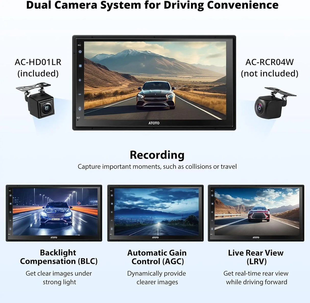 ATOTO S8G2C74MS 7" 8-Core Android Double Din Car Stereo, Wireless CarPlay & Android Auto, QLED Fully Laminated Touchscreen, Built-in 4G LTE, Backup Camera, HD LRV, WiFi/BT/USB, 4G+32G