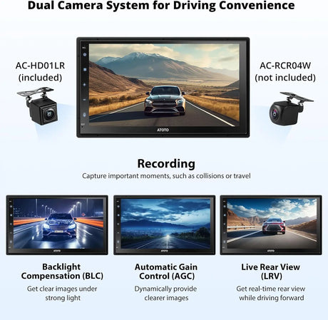 ATOTO S8G2C74MS 7" Autoradio 2 DIN Android con Retrocamera, Wireless CarPlay & Android Auto, 4G LTE Integrato, QLED Touchscreen, 8-Core 4G+32G, WiFi/BT/USB Tethering, Doppio BT