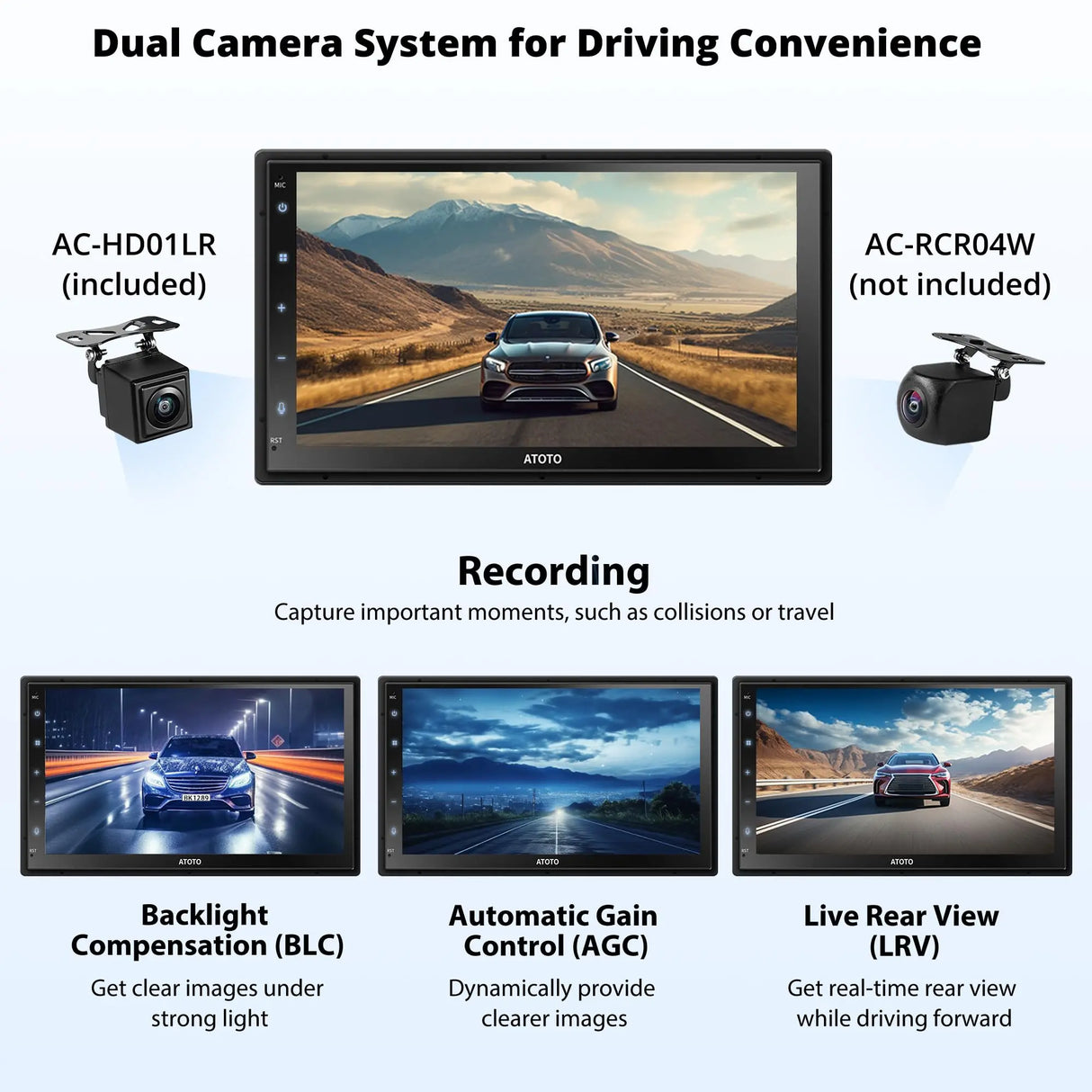 ATOTO S8G2C74MS 7" 2 Din Android Autoradio con Retrocamera, 4G LTE Integrato, Wireless CarPlay & Android Auto, QLED Touchscreen, 8-Core 4G+32G, WiFi/BT/USB Tethering, Doppio BT