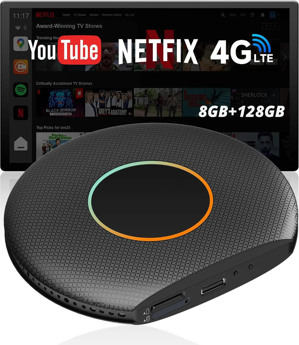 ATOTO CB6 - Adaptateur CarPlay Sans Fil 2026 - Boîte Android Auto Plug & Play - Netflix/YouTube - 4G LTE - 8Go/128Go - DriveChat - Android 13