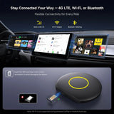 ATOTO CB6 Wireless CarPlay Adapter, 8G+128G, AI Box with AI DriveChat, GPS Tracking, Dual Bluetooth, 4G LTE (Black)