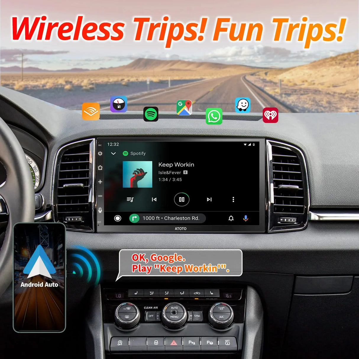 ATOTO F7G2B7WE-S01 7" Touchscreen Car Stereo Double DIN,Wireless CarPlay & Wireless Android Auto, Car Radio with Bluetooth, MirrorLink, HD Live Rearview with Backup Camera, Mic