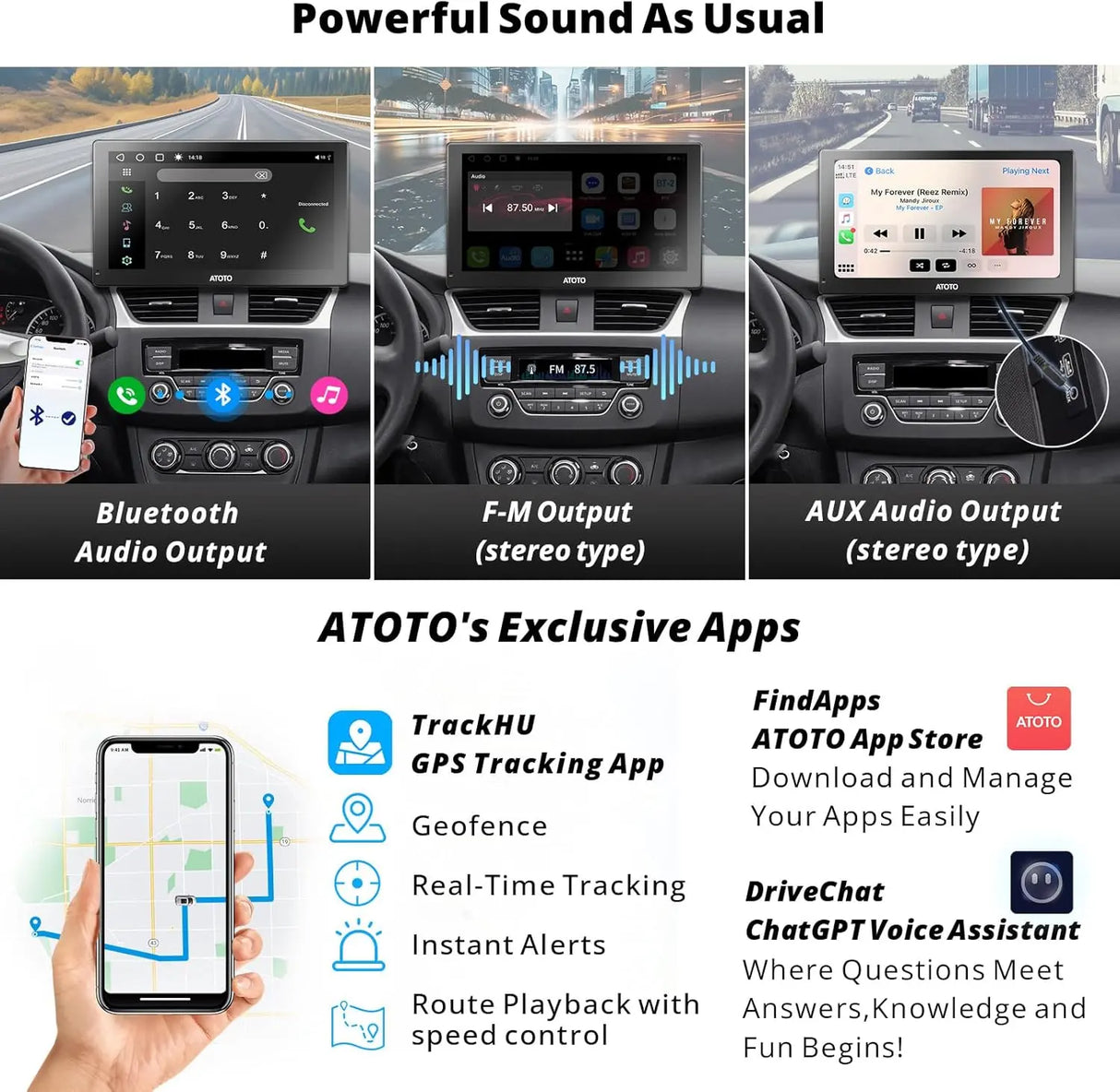 ATOTO 9" Portable Car Stereo with 1080P Dash & Rear Cameras, Wireless CarPlay & Android Auto, QLED Display, 4G LTE, Wi-Fi, ChatGPT, 4+32G, FM/AM Radio, Dual Bluetooth, GPS, HDMI Input