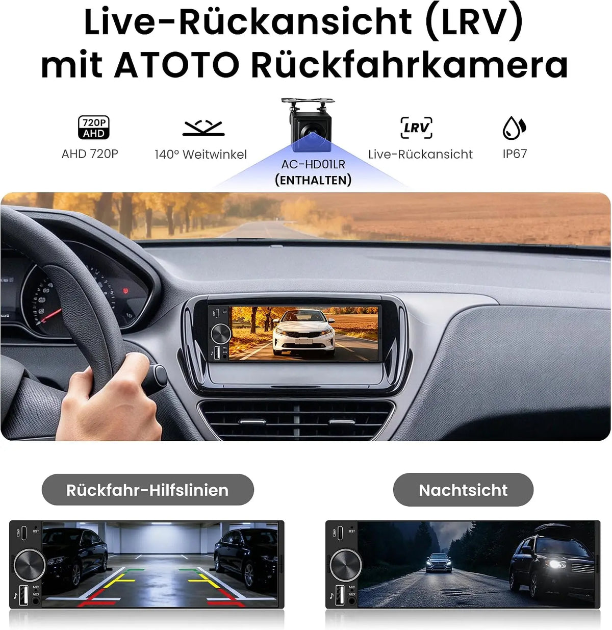 ATOTO F7WE 6.28 Zoll Autoradio 1 DIN mit Kabellosem CarPlay & Android Auto