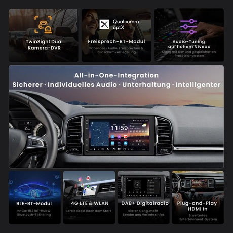 ATOTO X10DG2B7E 7" 2 DIN Autoradio mit Android und DAB+, 8+128GB, 4G LTE, KI-Sprachsteuerung, Kabelloses CarPlay &amp; Android Auto, Dual-Mikrofon, Bluetooth, Kameraeingang, 36-Band EQ, HDMI-Eingang