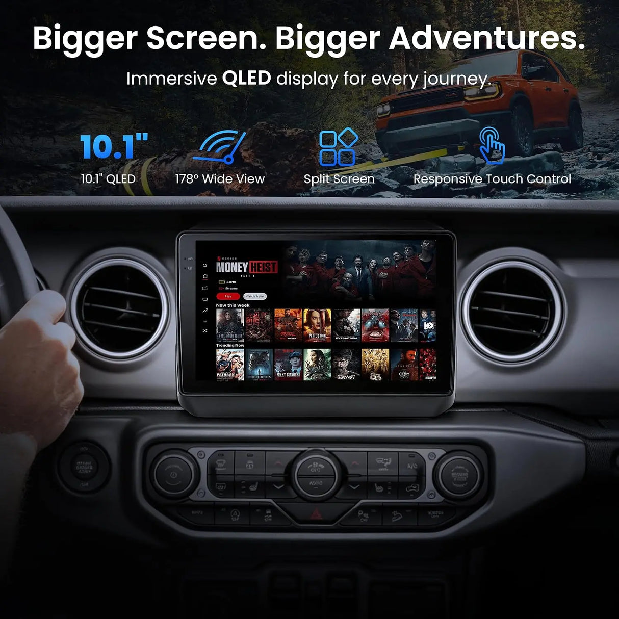 ATOTO S8LMMR09ADM 9" Android Car Stereo for Jeep Wrangler JL 2018–2023 & Gladiator JT 2020–2023, Wireless Apple CarPlay & Android Auto, 4G LTE, QLED Screen, DSP, GPS Navigation