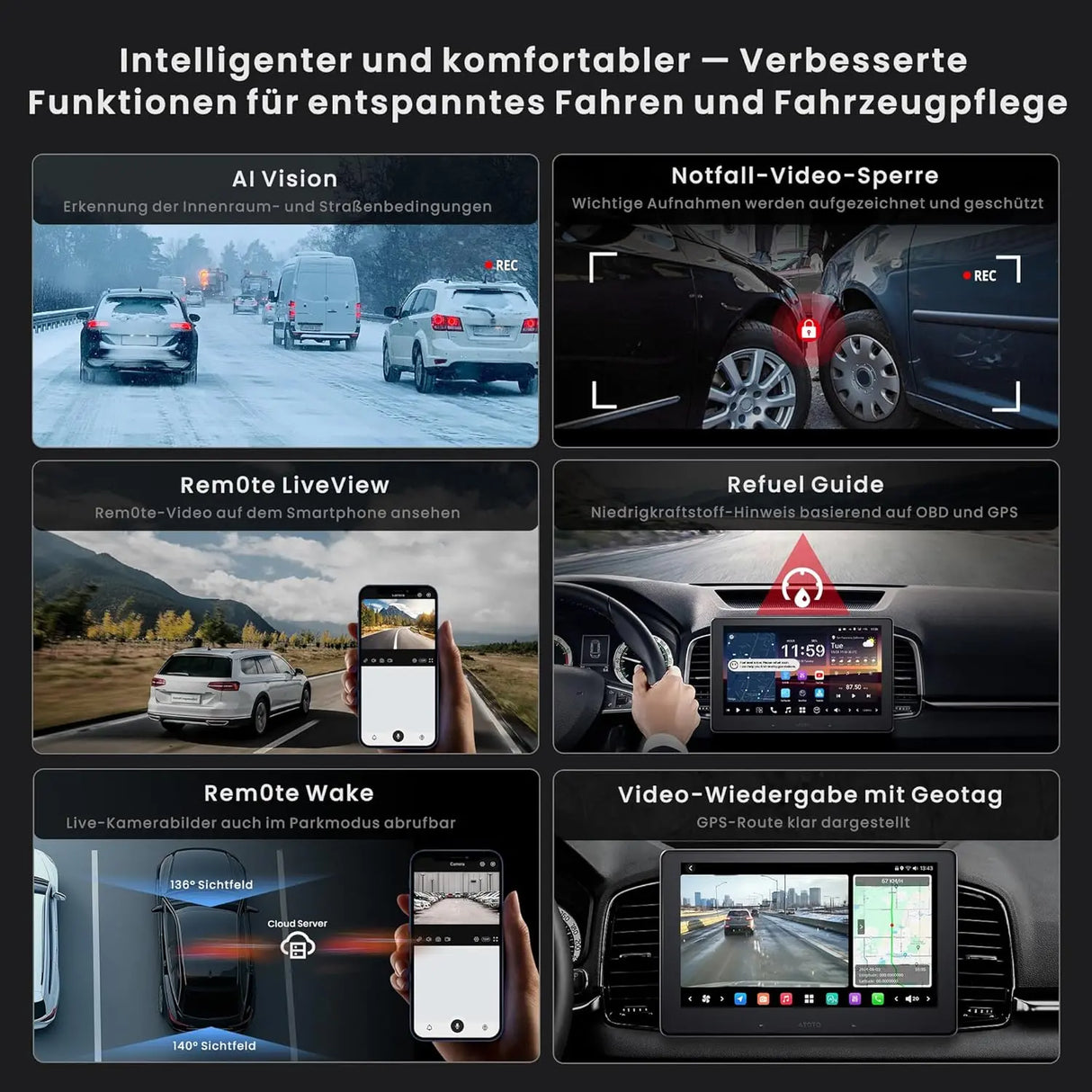 ATOTO X10G209E 9 Zoll Double Din Autoradio – Front- & Rückfahrkamera-Eingang 1080P, QLED Touchscreen, 8GB+128GB Android Autoradio, Wireless CarPlay & Android Auto, 4G LTE, Wi-Fi, Bluetooth, USB, DSP, AMP, Subwoofer, GPS