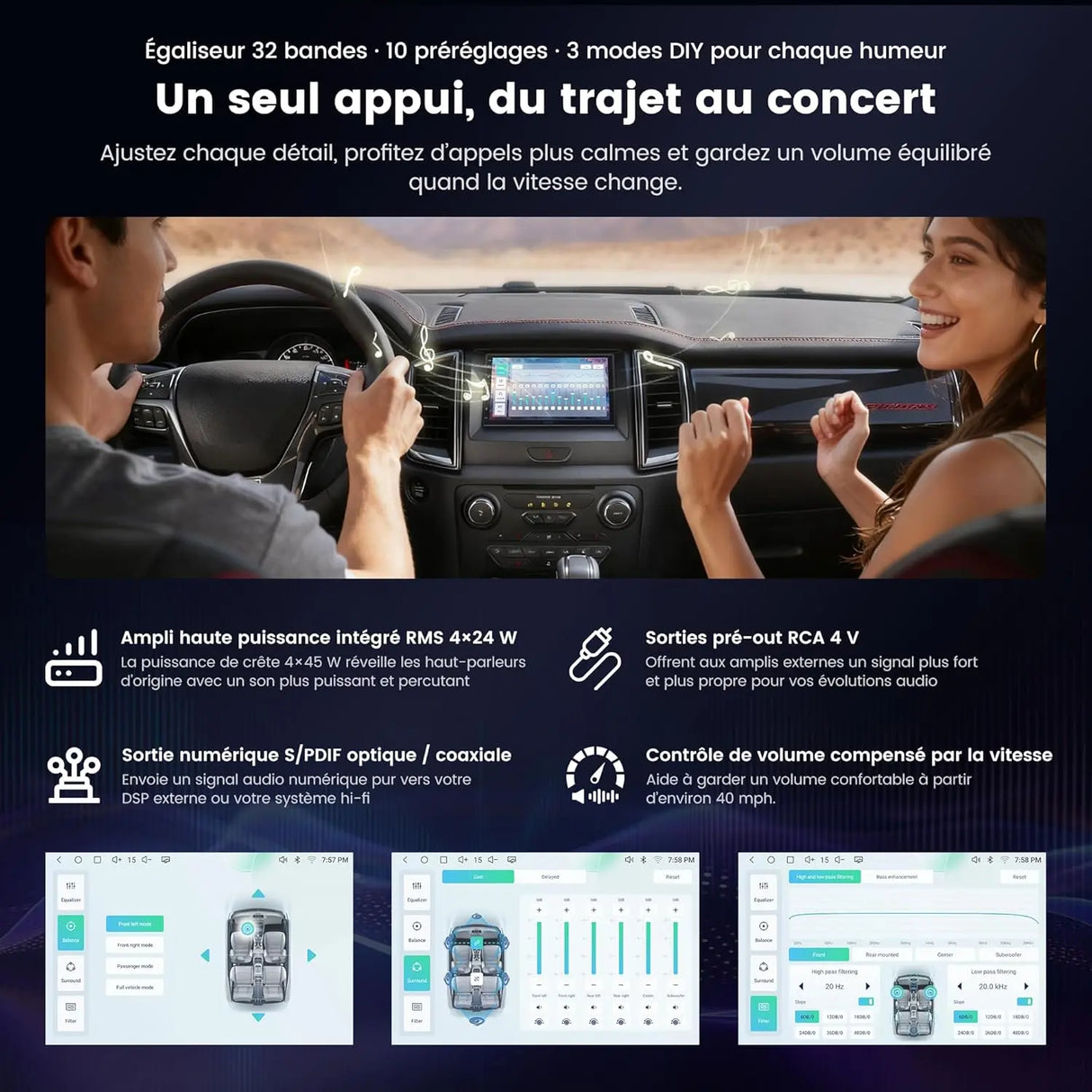 ATOTO S84G2B7P 7" Autoradio Android 2 DIN, CarPlay et Android Auto sans Fil, DSP Hi-Fi avec Sorties 4V, Chat IA, Suivi GPS, WiFi/Bluetooth/USB, 4G+64G