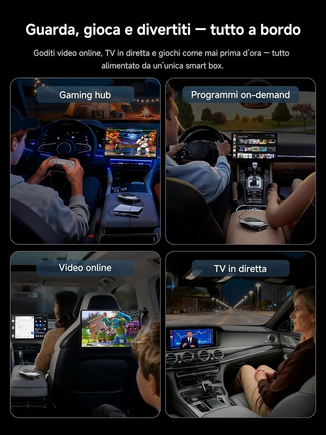 ATOTO CB7SBX Adattatore CarPlay Wireless Android Auto AI Box, HDMI Ingresso/Uscita, Android Completo 8GB+128GB, 4G LTE, Dual Bluetooth, DriveChat, Netflix YouTube TikTok