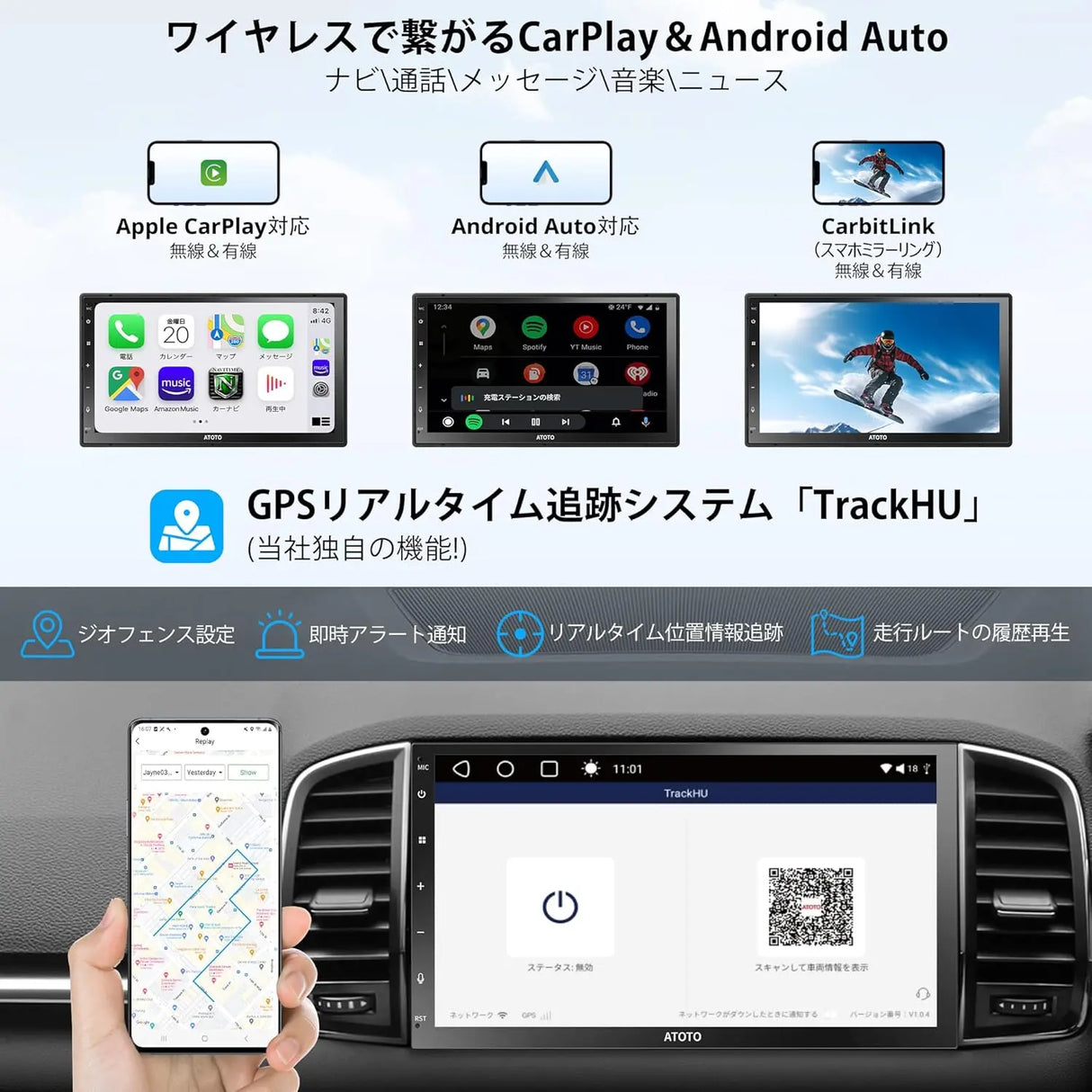 ATOTO S8MS 7型 2Din ディスプレイオーディオ バックカメラ付 LTE対応