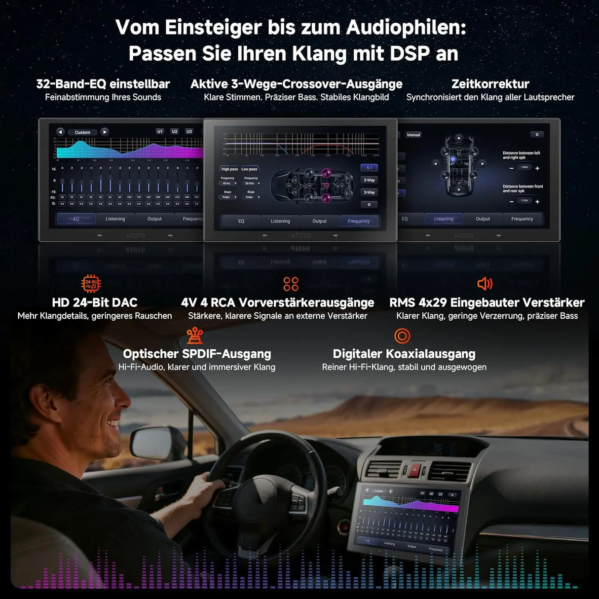 ATOTO V10G211OC 10-Zoll Android Doppel-DIN Autoradio, 6GB+128GB, Bluetooth 5.4/Wi-Fi, Wireless CarPlay & Android Auto