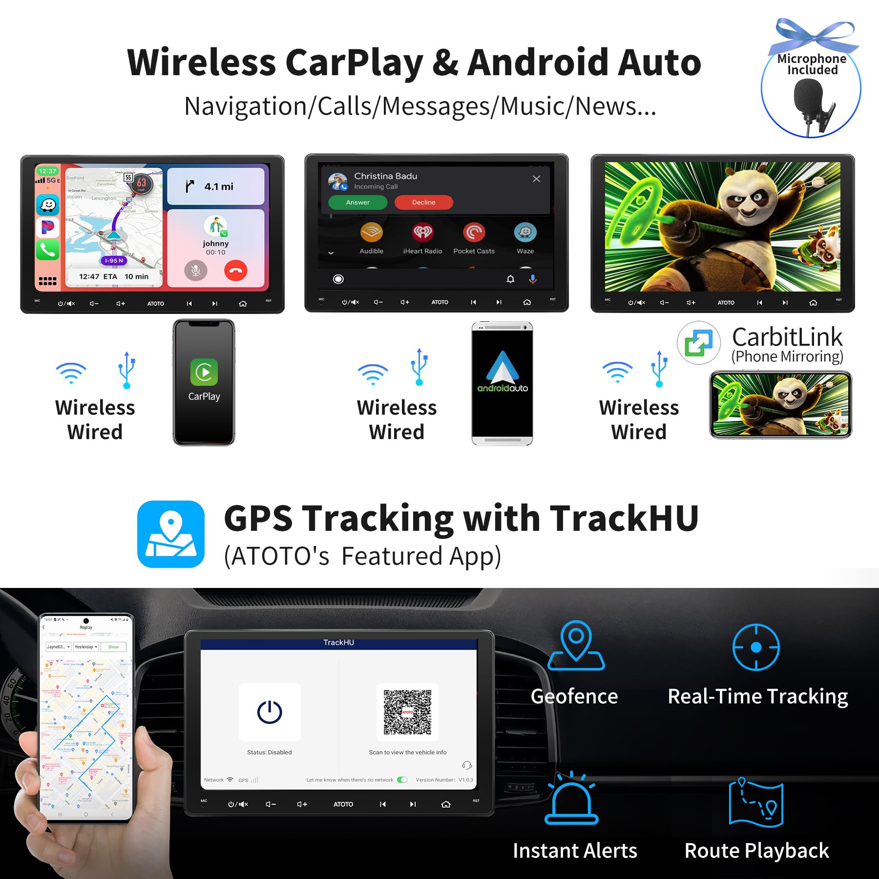 ATOTO S8 9 インチ オートラジオ 2 DIN Android、GPS、CarPlay