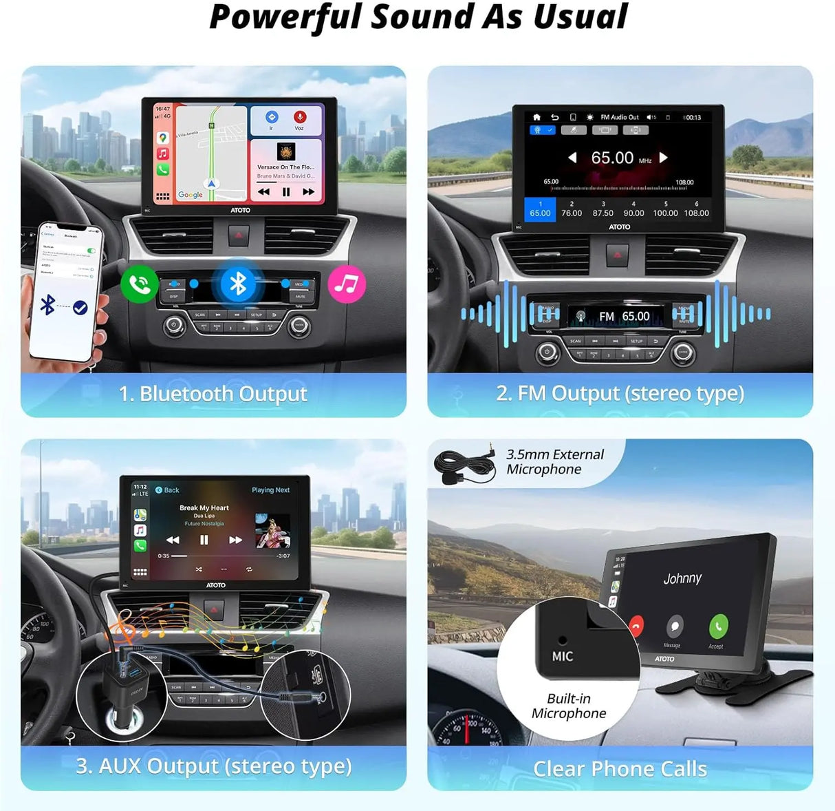 ATOTO P5 7" GPS für Auto – Fernbedienung, QLED-Touchscreen-Touchscreen, drahtloses CarPlay, Android Auto, MirrorLink, Bluetooth, AUX/FM-Versorgung, automatischer Dimmer, tragbares Autoradio