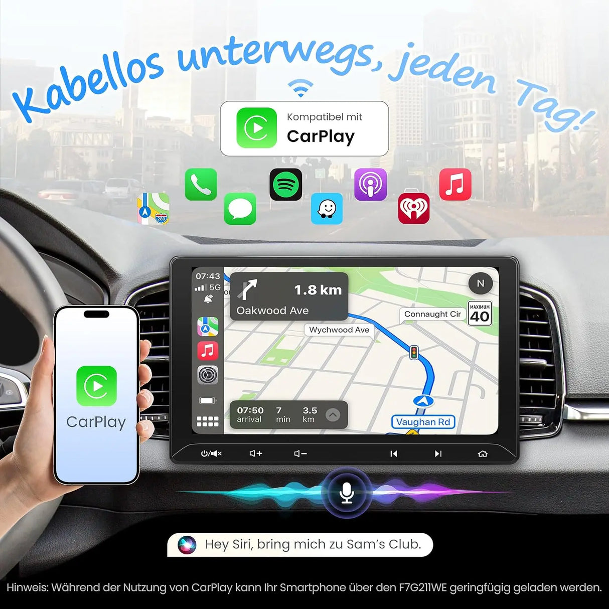 ATOTO F7G211WE 10,1 Zoll Doppel-DIN Autoradio, Wireless Apple CarPlay & Android Auto, Touchscreen, Bluetooth, LRV, MirrorLink, Lenkradfernbedienung, AUX, FM/AM-Radio