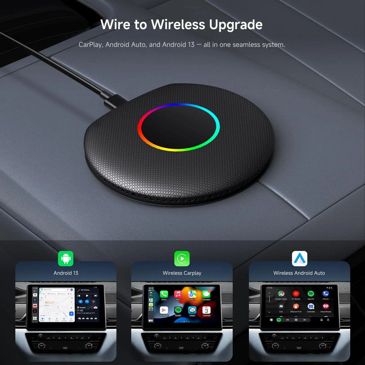 ATOTO CB6 Wireless CarPlay Adapter, AI Drivechat, GPS, 4G LTE, 8+128GB