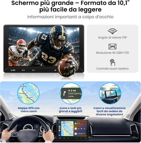 ATOTO F7G211WE Autoradio 2 DIN da 10,1", Apple CarPlay Wireless e Android Auto Wireless, Stereo Auto Touchscreen, Bluetooth, LRV, MirrorLink, Comandi al Volante, AUX, Radio FM/AM