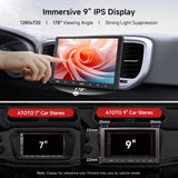 ATOTO A5LG209T 9" Double DIN Car Stereo, Touchscreen, Backup Camera, 2+32G, Wireless CarPlay and Android Auto, GPS, WiFi, Bluetooth, 24-Band EQ, USB